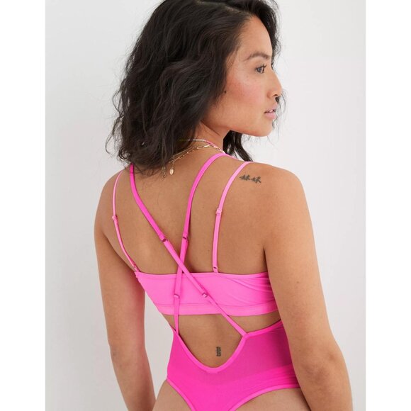 Aerie Smoothez Mesh Bodysuit Pink Infusion - Picture 3 of 7